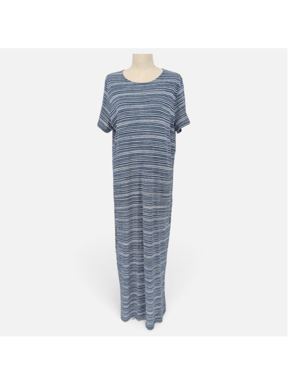 Pure Jill J.Jill L Tall Blue Striped Maxi Dress Cotton Modal Pockets Coastal